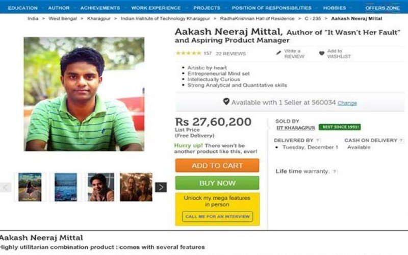 IIT Graduate ‘Sells’ Himself on Online Retailer Giant Flipkart to Get a Job There